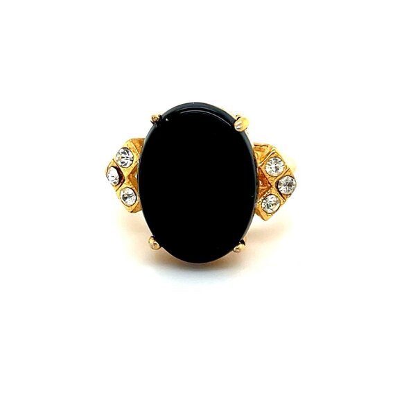 Gold Black Stone Ring - Picture 1 of 4